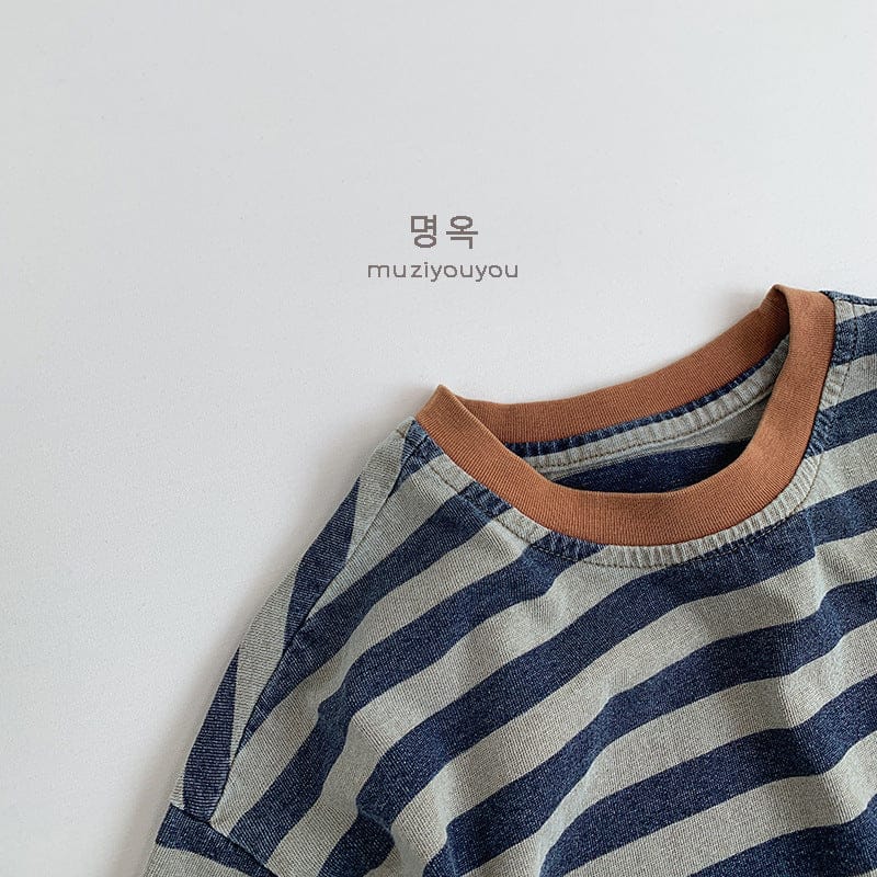 半袖Tシャツ レトロストライプ半袖Tシャツ【mh0009593】