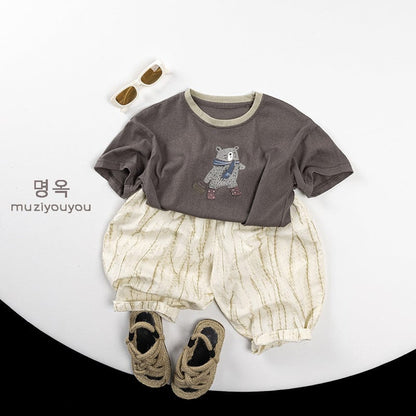 半袖Tシャツ ベアくまプリント半袖Tシャツ【mh0009800】