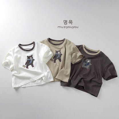 半袖Tシャツ ベアくまプリント半袖Tシャツ【mh0009800】