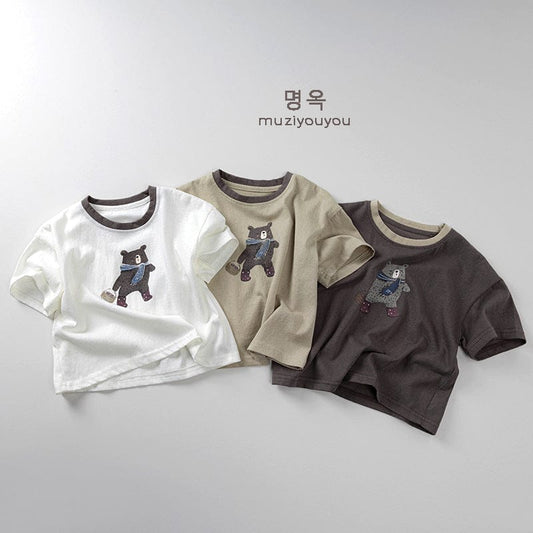 半袖Tシャツ ベアくまプリント半袖Tシャツ【mh0009800】