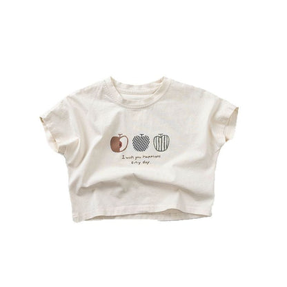 半袖Tシャツ りんごプリント半袖Tシャツ【mh0009806】