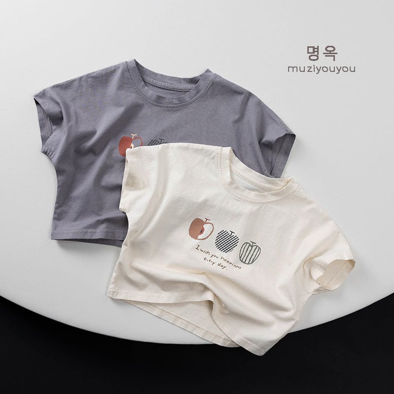 半袖Tシャツ りんごプリント半袖Tシャツ【mh0009806】