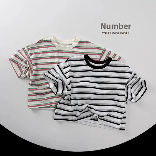 半袖Tシャツ レトロボーダー半袖Tシャツ【mh0009809】