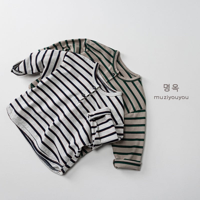 長袖Tシャツ ヘンリーネックボーダー長袖Tシャツ【mh0010862】