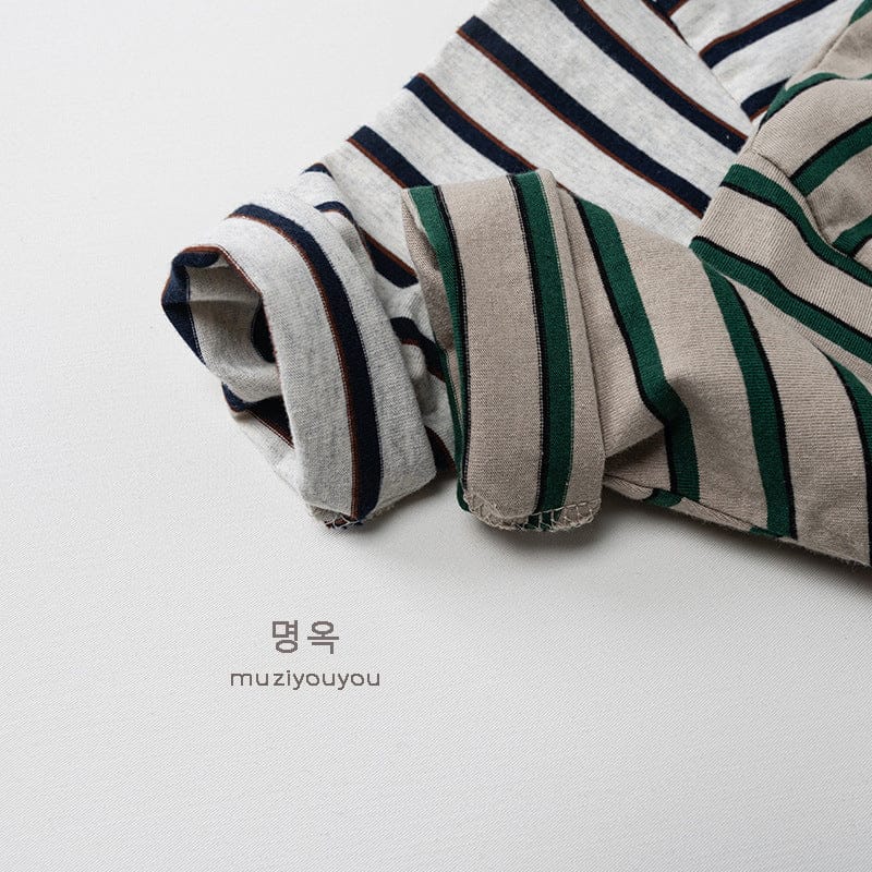 長袖Tシャツ ヘンリーネックボーダー長袖Tシャツ【mh0010862】