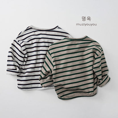 長袖Tシャツ ヘンリーネックボーダー長袖Tシャツ【mh0010862】