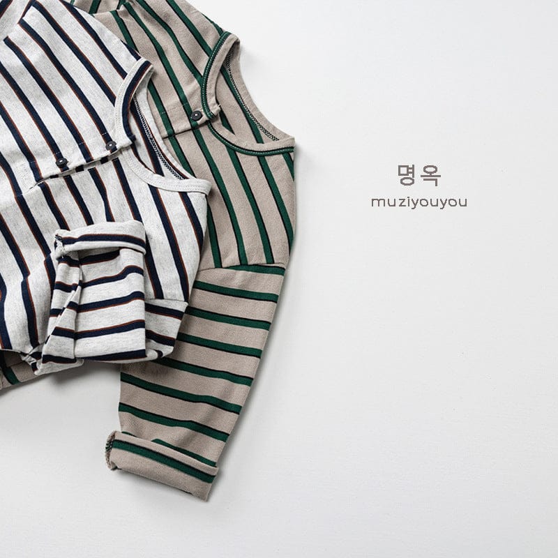 長袖Tシャツ ヘンリーネックボーダー長袖Tシャツ【mh0010862】