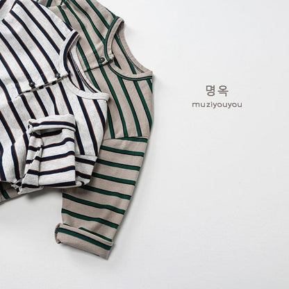 長袖Tシャツ ヘンリーネックボーダー長袖Tシャツ【mh0010862】