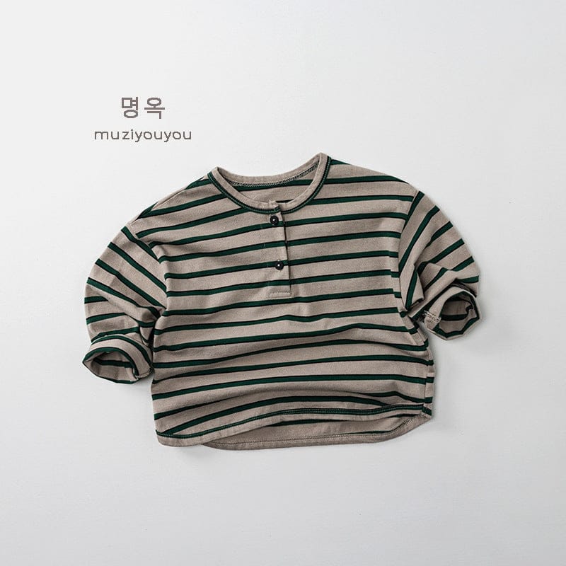 長袖Tシャツ ヘンリーネックボーダー長袖Tシャツ【mh0010862】