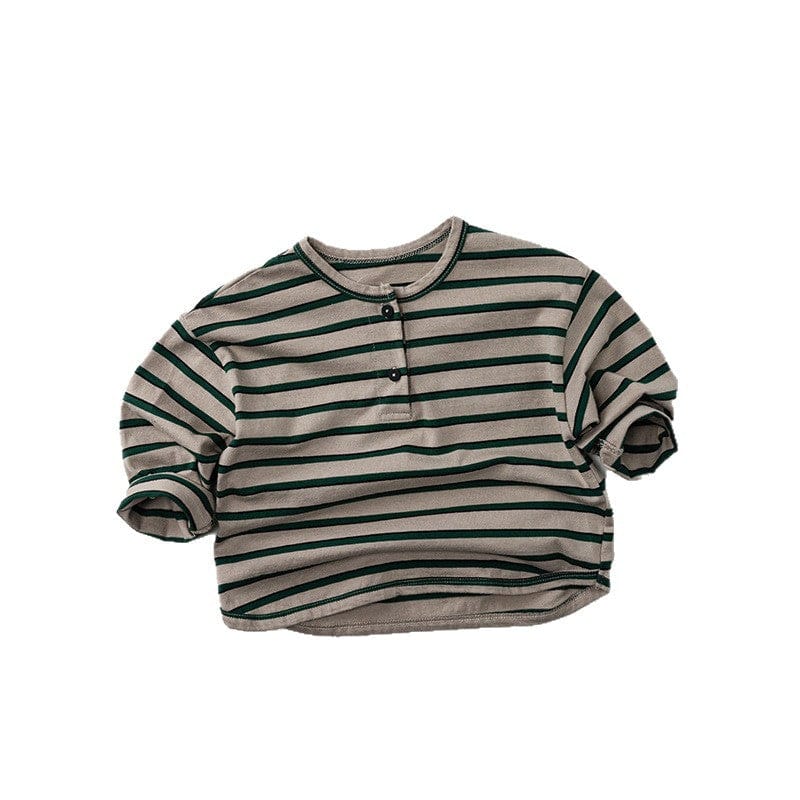 長袖Tシャツ ヘンリーネックボーダー長袖Tシャツ【mh0010862】