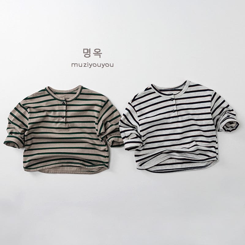 長袖Tシャツ ヘンリーネックボーダー長袖Tシャツ【mh0010862】