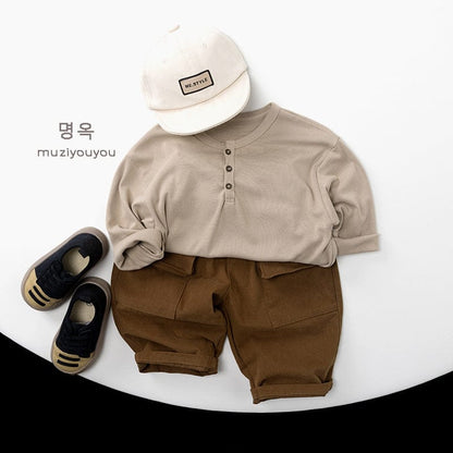 長袖Tシャツ ヘンリーネックデイリー長袖Tシャツ【mh0010872】