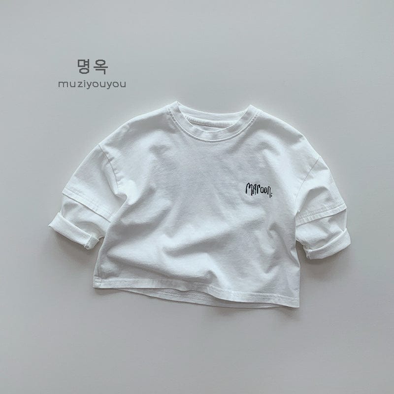 長袖Tシャツ White / 80cm ドロップショルダープリント長袖Tシャツ【mh0009580】