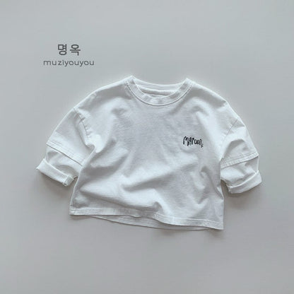 長袖Tシャツ White / 80cm ドロップショルダープリント長袖Tシャツ【mh0009580】