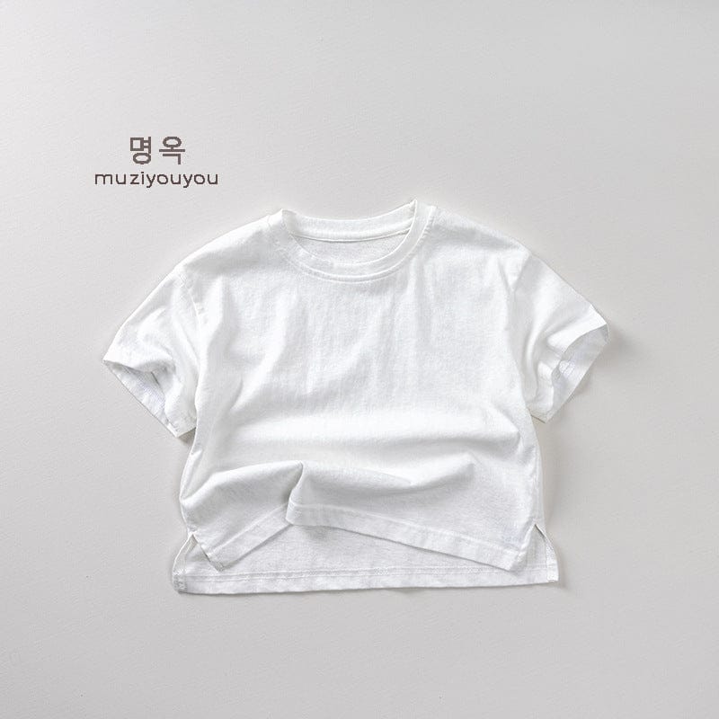 半袖Tシャツ White / 80cm サイドスリットシンプル半袖Tシャツ【mh0009802】