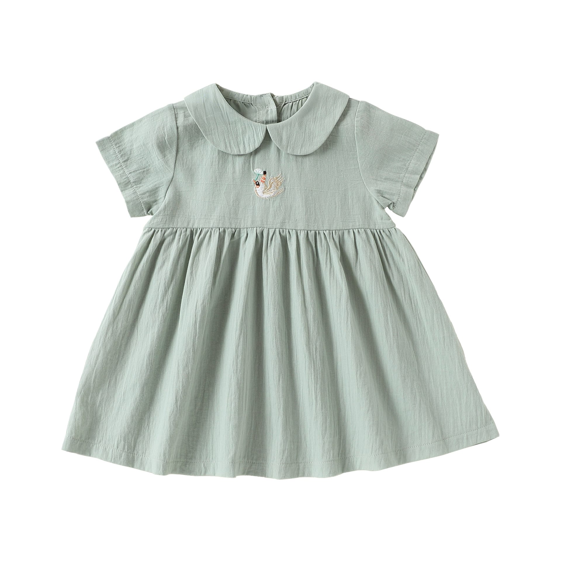 Nautical Animal Embroidered Smock 刺しゅう入り 半袖ワンピース【mh0012764】 Green / 73cm Beitaoya 半袖ワンピース