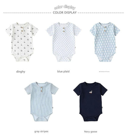 Nautical Casual One-piece ヨット ストライプ 半袖ロンパース【mh0012769】 Beitaoya 半袖ロンパース