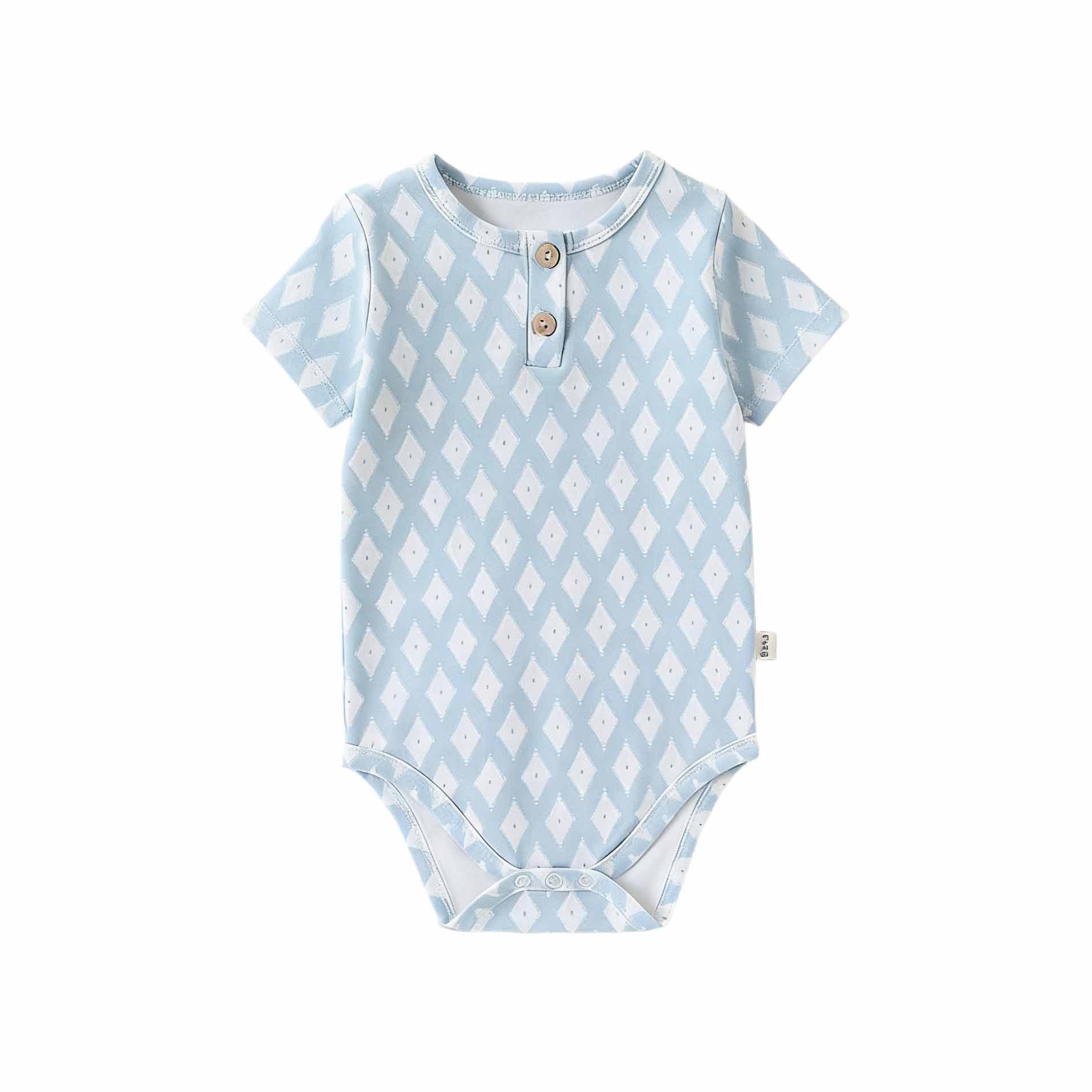 Nautical Casual One-piece ヨット ストライプ 半袖ロンパース【mh0012769】 Blue bottom rhombus / 66cm Beitaoya 半袖ロンパース