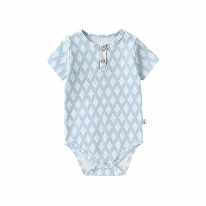 Nautical Casual One-piece ヨット ストライプ 半袖ロンパース【mh0012769】 Blue bottom rhombus / 66cm Beitaoya 半袖ロンパース