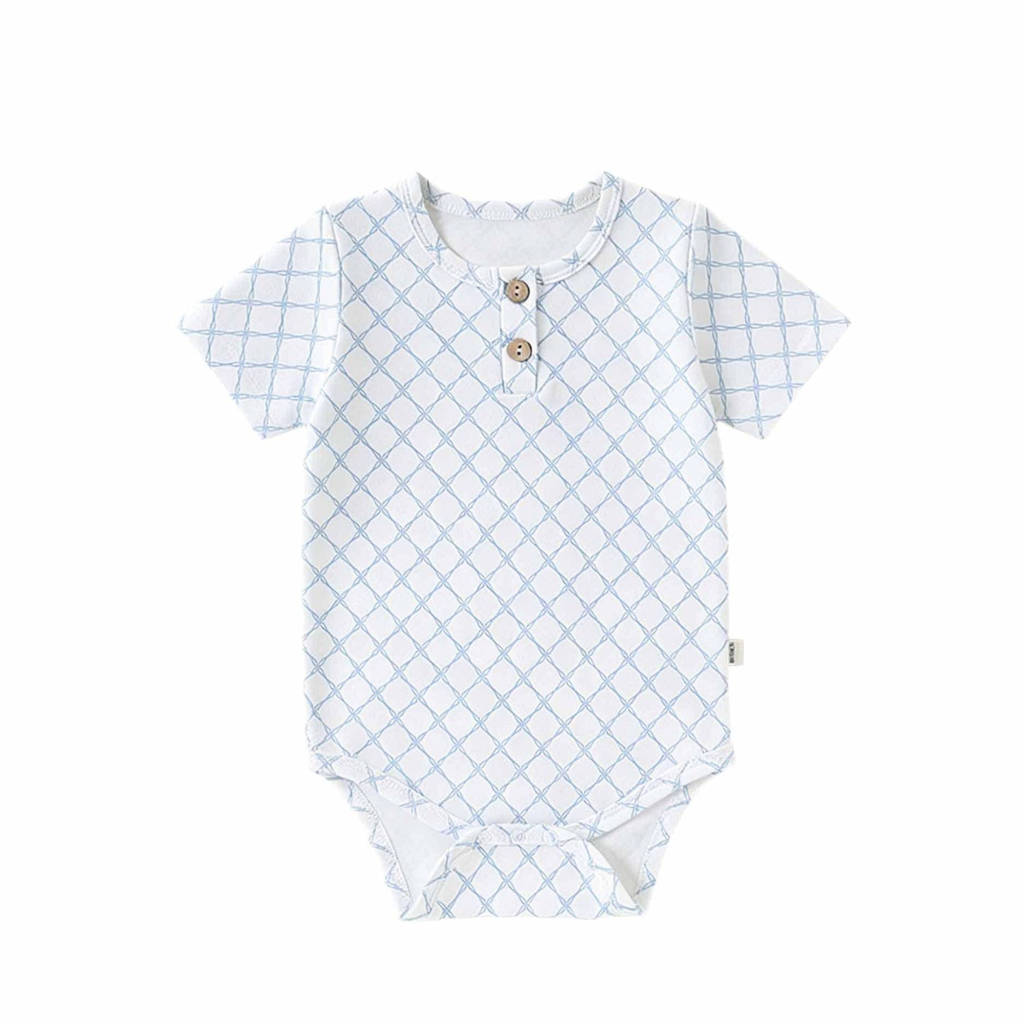 Nautical Casual One-piece ヨット ストライプ 半袖ロンパース【mh0012769】 Blue plaid / 66cm Beitaoya 半袖ロンパース