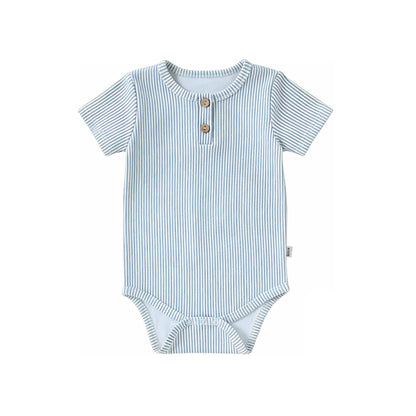 Nautical Casual One-piece ヨット ストライプ 半袖ロンパース【mh0012769】 Gray stripe / 66cm Beitaoya 半袖ロンパース