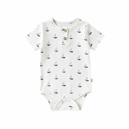 Nautical Casual One-piece ヨット ストライプ 半袖ロンパース【mh0012769】 Small sailboat / 66cm Beitaoya 半袖ロンパース