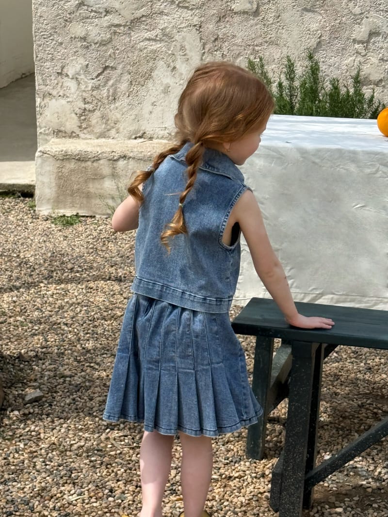 Nautical Sleeveless Denim Set Up プリーツスカート デニムセットアップ【mh0012818】 Chengle ノースリーブセットアップ