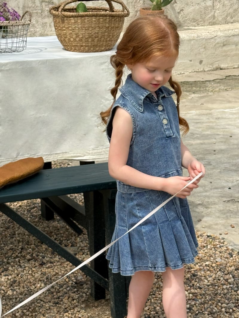 Nautical Sleeveless Denim Set Up プリーツスカート デニムセットアップ【mh0012818】 Chengle ノースリーブセットアップ