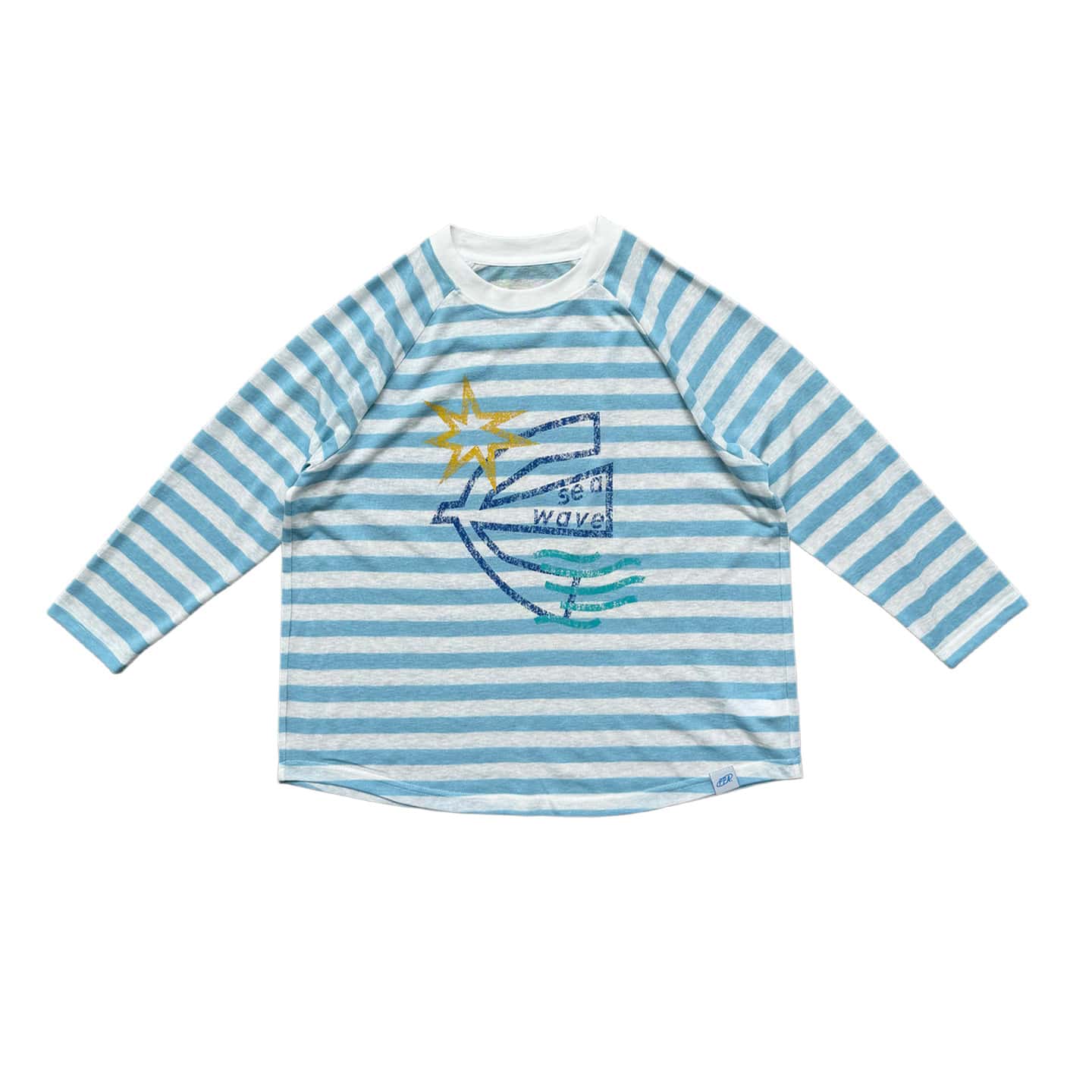 Nautical Sun-Protection Striped Raglan Tee ボーダー 長袖Tシャツ【mh0013623】 Blue / 110cm ppapa 長袖Tシャツ