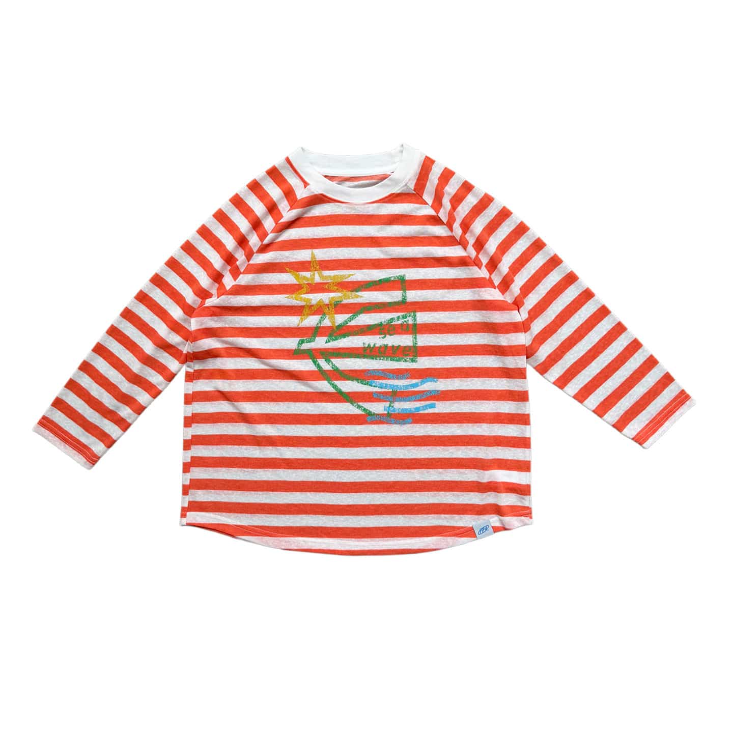 Nautical Sun-Protection Striped Raglan Tee ボーダー 長袖Tシャツ【mh0013623】 Orange / 110cm ppapa 長袖Tシャツ