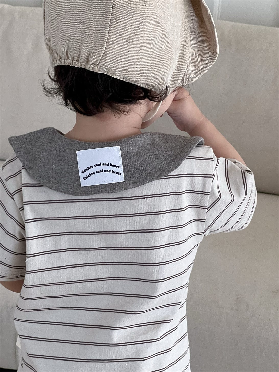 半袖セットアップ ボーダー丸襟ポロシャツ+ハーフパンツセットアップ 2点セット【mh0009898】