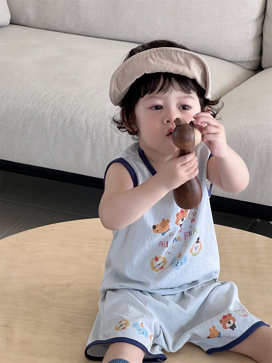 ノースリーブセットアップ アニマルプリントタンクトップ+ハーフパンツセットアップ 2点セット【mh0009900】