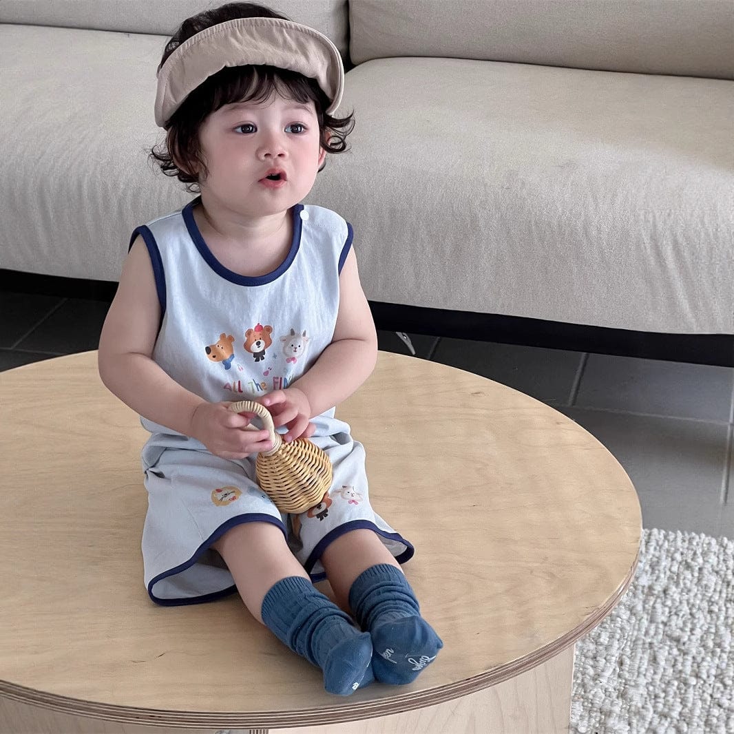 ノースリーブセットアップ アニマルプリントタンクトップ+ハーフパンツセットアップ 2点セット【mh0009900】