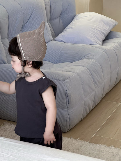 ノースリーブセットアップ タンクトップ+ヒッププリントショートパンツセットアップ 2点セット【mh0009905】