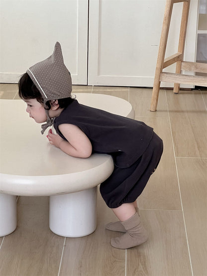 ノースリーブセットアップ タンクトップ+ヒッププリントショートパンツセットアップ 2点セット【mh0009905】