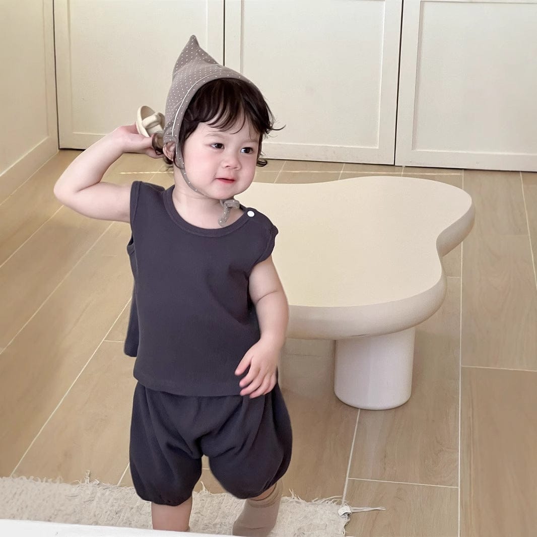 ノースリーブセットアップ タンクトップ+ヒッププリントショートパンツセットアップ 2点セット【mh0009905】