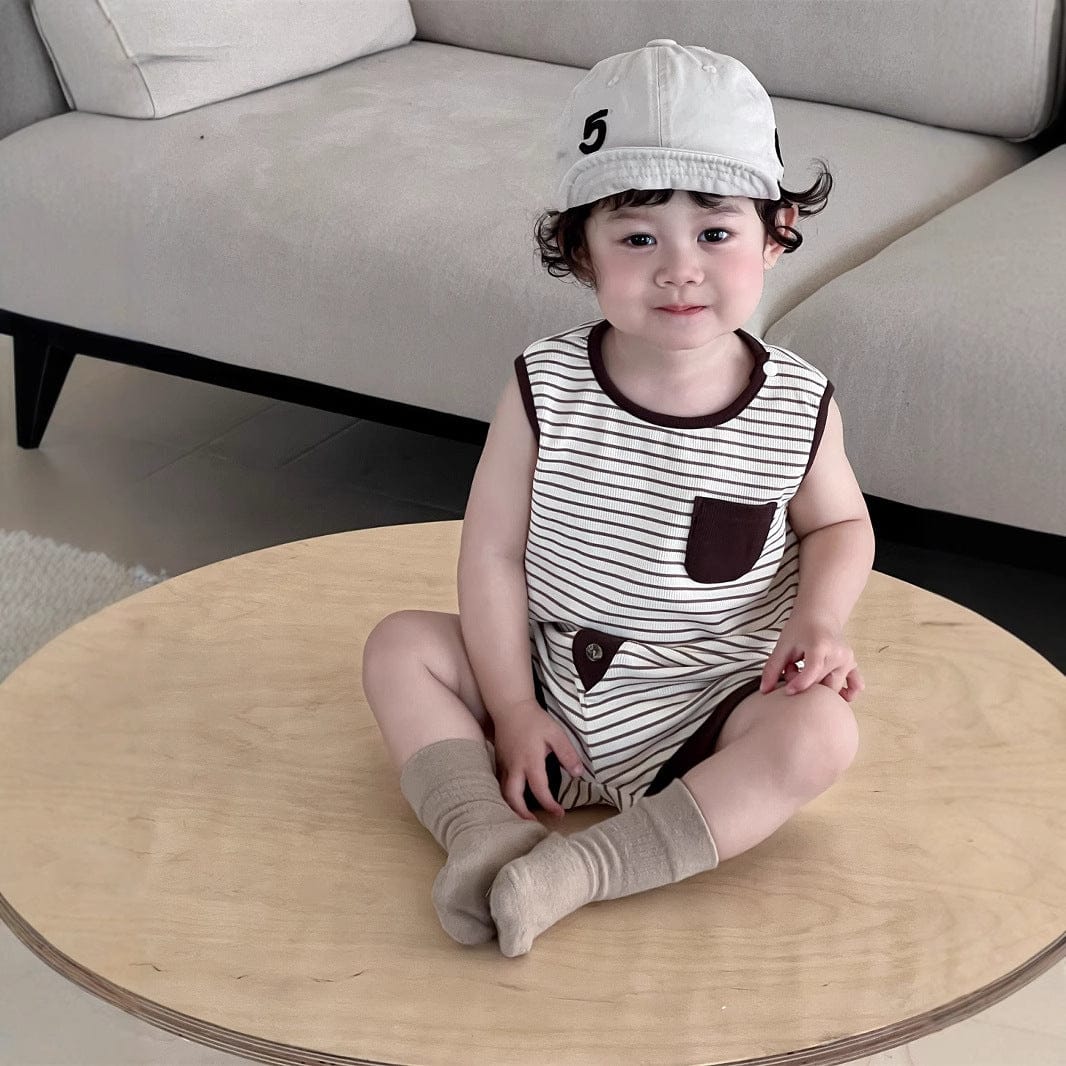 ノースリーブセットアップ ボーダータンクトップ+ショートパンツセットアップ 2点セット【mh0009929】