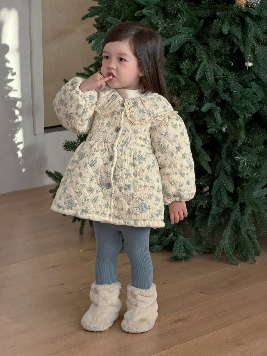 ショートコート・ジャケット・ジャンパー フリルビッグカラーAラインジャケット キルトコート【mh0011928】