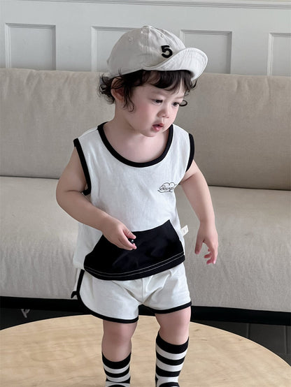 ノースリーブセットアップ Apricot / 73cm ビッグポケットノースリーブタンクトップ+ショートパンツ【mh0009921】