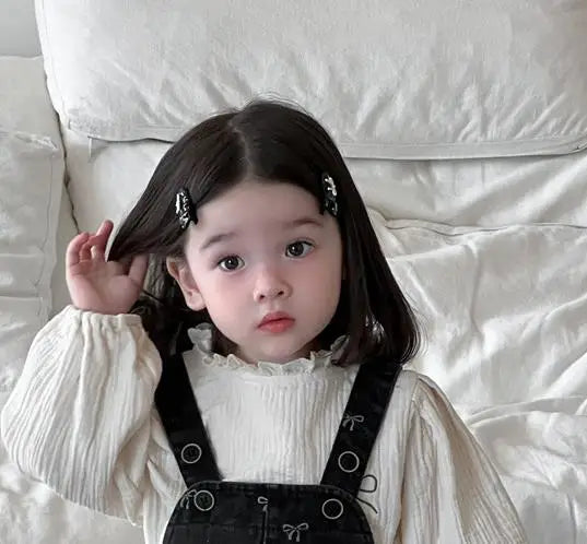 長袖セットアップ apricot shirts / 9M  73CM ベビートップス/ワンピース 長袖パフスリーブブラウス/リボン柄サスペンダージャンパースカートワンピース【mh0007733】