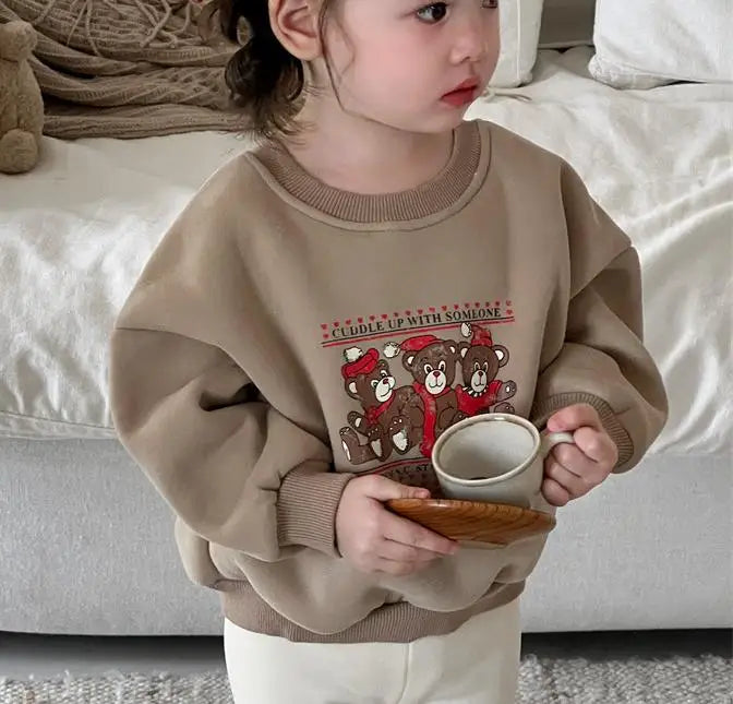 トレーナー・フーディ bear fleece tops / 9M  73CM ベビーキッズトップス リボン/ベアくまプリント裏フリース長袖スウェットプルオーバートレーナー【mh0007734】