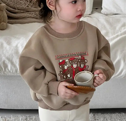 トレーナー・フーディ bear fleece tops / 9M  73CM ベビーキッズトップス リボン/ベアくまプリント裏フリース長袖スウェットプルオーバートレーナー【mh0007734】