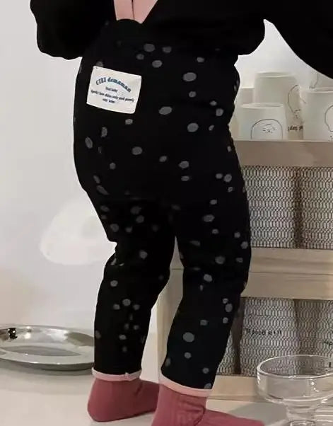 長袖セットアップ black leggings / 9M  73CM ベビートップス/パンツ 長袖パフスリーブTシャツ/サスペンダーロングレギンスパンツ【mh0008344】