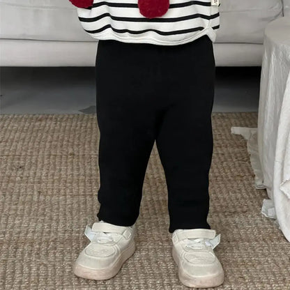 長袖セットアップ black pants / 9M  73CM ベビートップス/パンツ ボーダー裏フリース長袖スウェットシャツ/シンプルレギンスパンツ【mh0007974】
