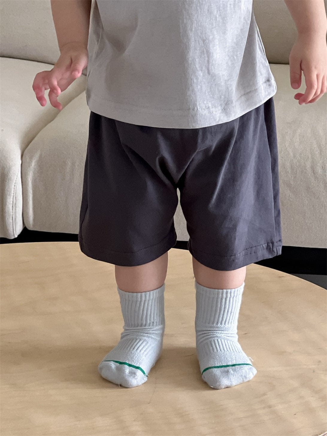 半袖セットアップ Casual shorts / 73cm レターロゴプリント半袖Tシャツ/シンプルショートパンツ【mh0009927】