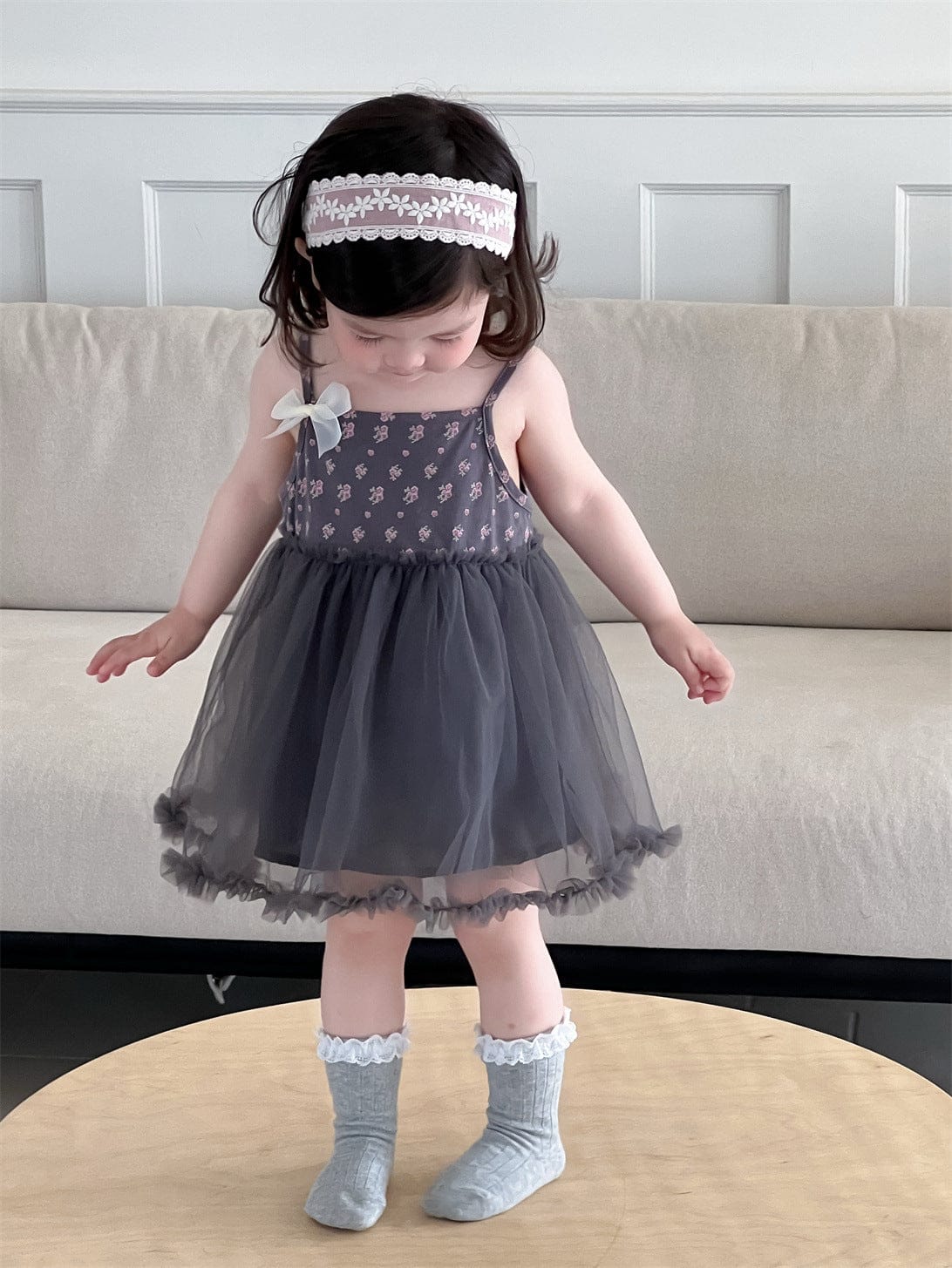 ノースリーブワンピース dress / 73cm ショートスリーブボレロカーディガン/フラワープリントキャミソールチュールスカートワンピース【mh0009899】