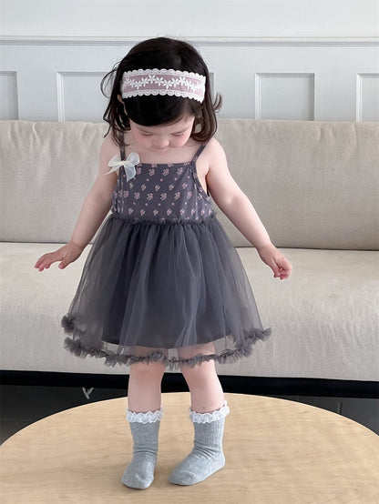 ノースリーブワンピース dress / 73cm ショートスリーブボレロカーディガン/フラワープリントキャミソールチュールスカートワンピース【mh0009899】