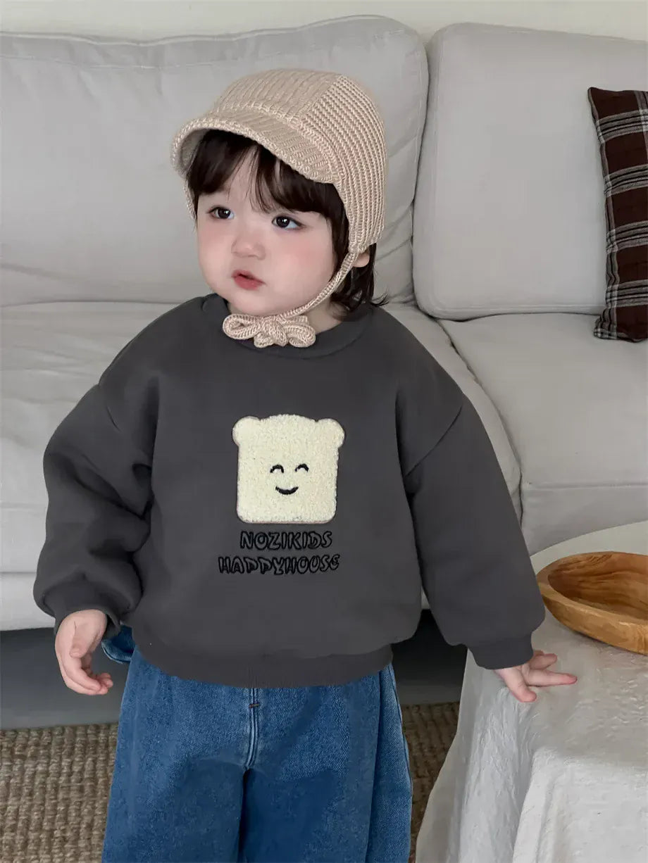 長袖セットアップ gray sweatshirt / 9M  73CM ベビートップス/パンツ パッチワーク長袖スウェットトレーナー/ロングルーズパンツ【mh0007966】