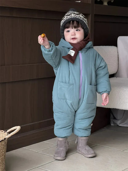 アウタージャンプスーツ Green / 6M  66CM ベビーアウタージャンプスーツ キルティングフーディシンプルジップアップロンパース【mh0007969】