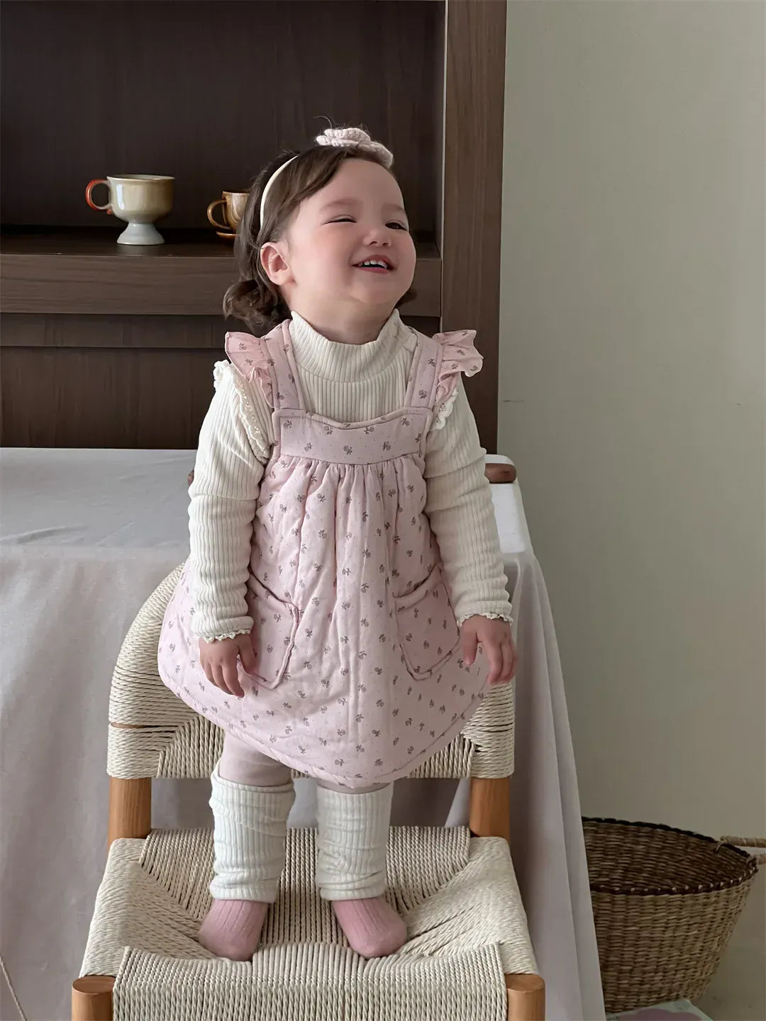 ノースリーブワンピース ベビーワンピース フラワー小花柄プリントショルダーフリルキルティングノースリーブワンピース【mh0007814】